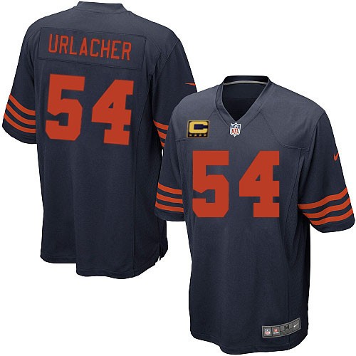 Youth Elite Brian Urlacher C Patch Nike Jersey Navy Blue Alternate - #54 1940s Throwback NFL Chicago Bears